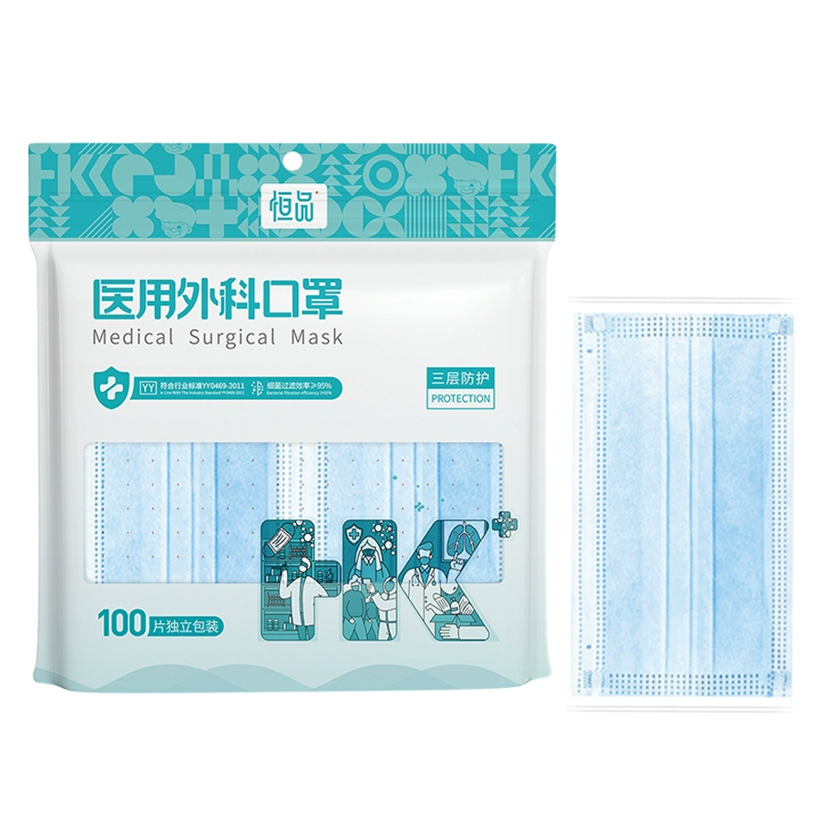 100 قطعة من أقنعة الوجه المصنو - مراجعة Disposable Mask Blue وسعره